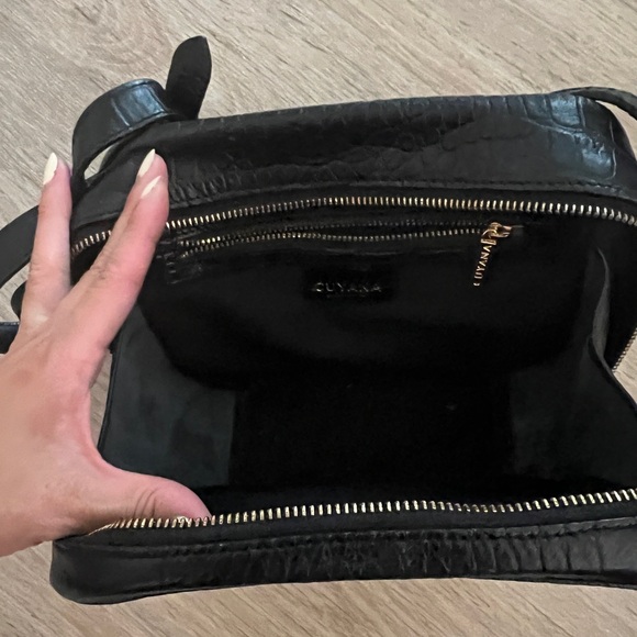 CUYANA croc-embossed cross-body bag in black/navy, Small - Picture 8 of 11